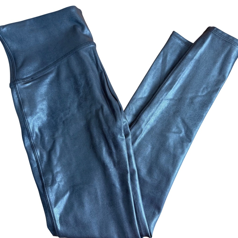 SALE SPANX Faux Leather Leggings Black High Waist Womens‎ Size L G